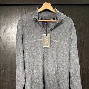 Original Vintage 1946 Men’s Quarter Zip Pullover Gray Ribbed Knit Sweater